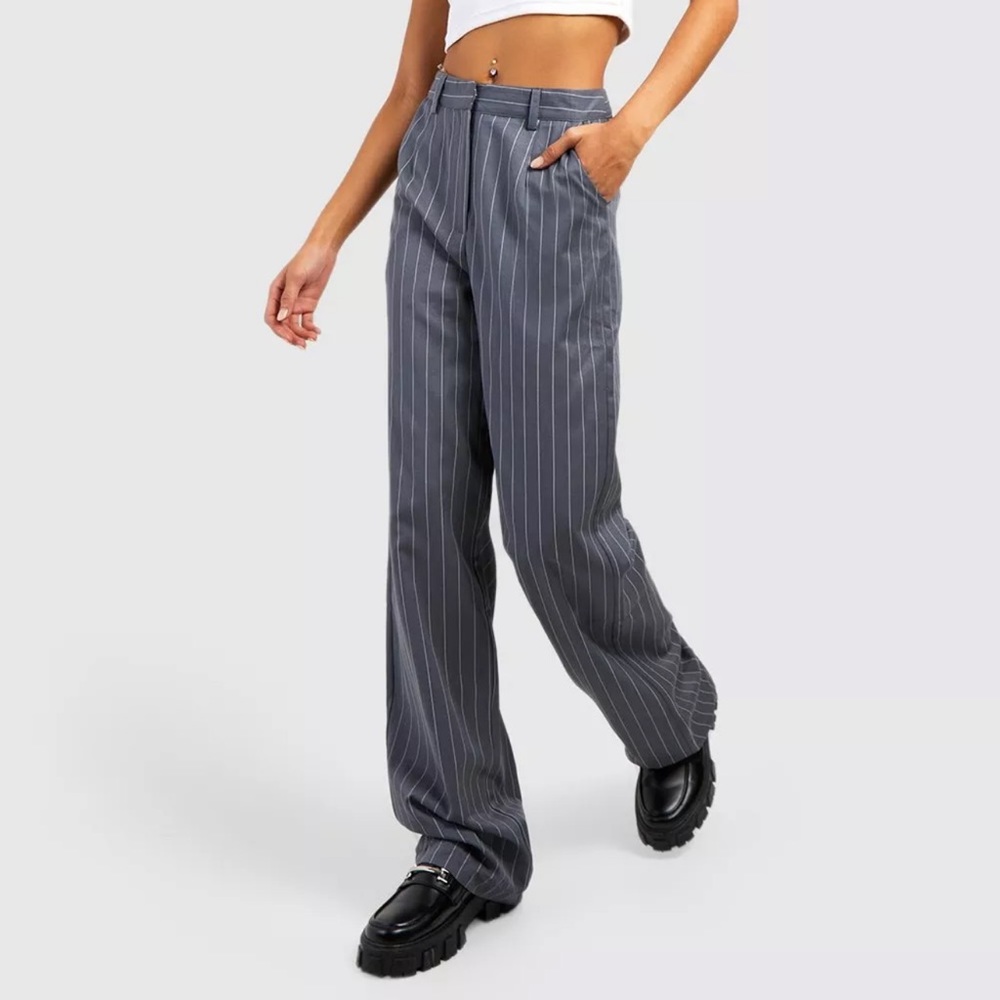 Brand new gray pinstripe trousers